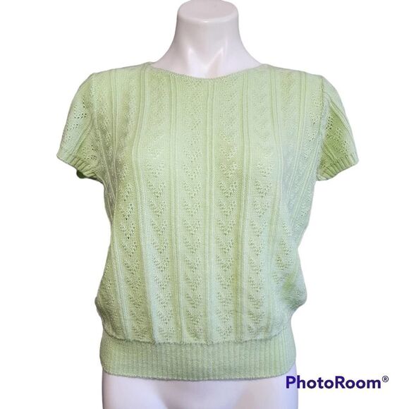 Vintage green lightweight knit short sleeve sweater - Picture 1 of 3